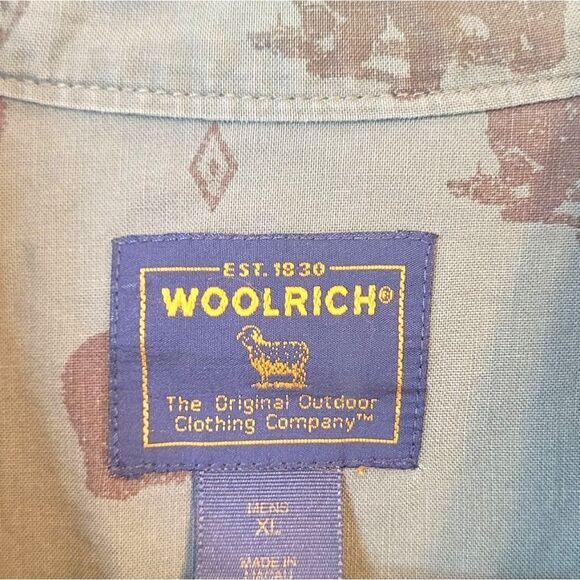 Woolrich Men's Olive Green Bear Button Down Shirt Size XL - Picture 3 of 6